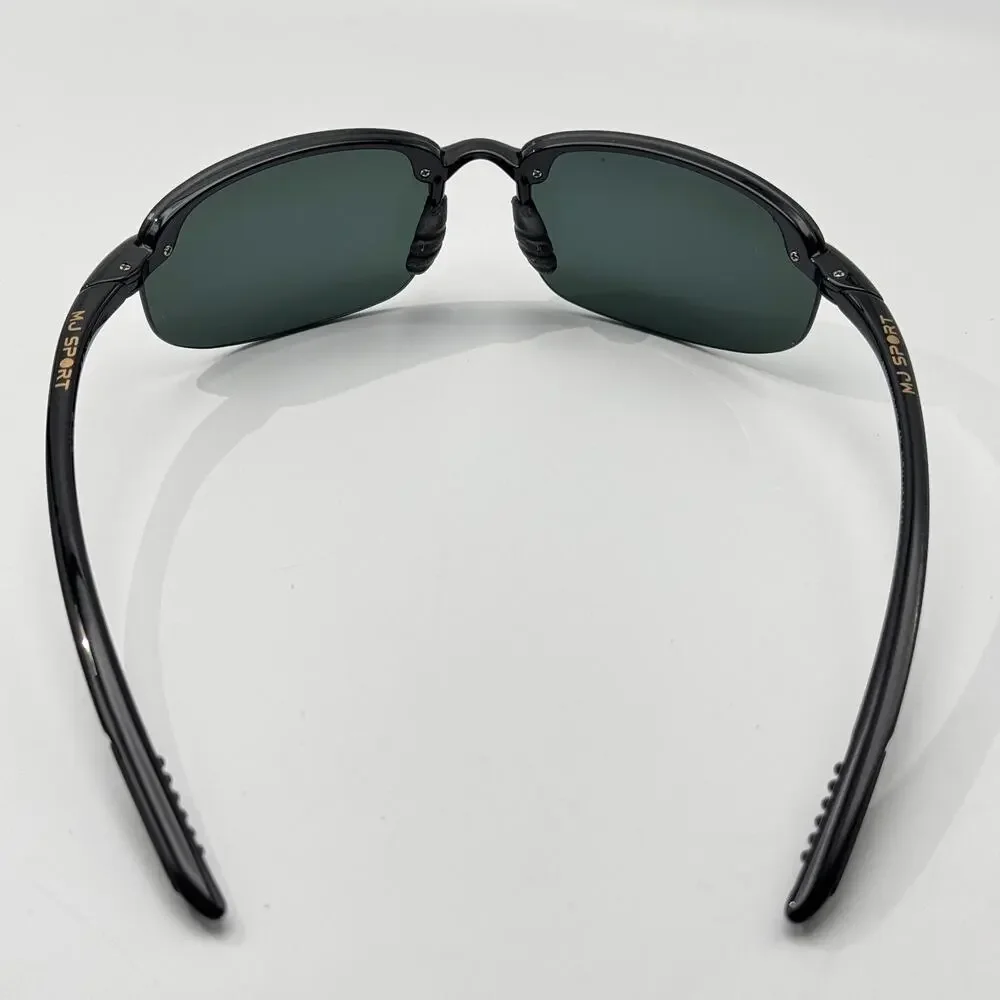 Maui Jim Sunglasses Ho'okipa MP MJ0407 001 Black Wrap Frame Gray Polarized Lens